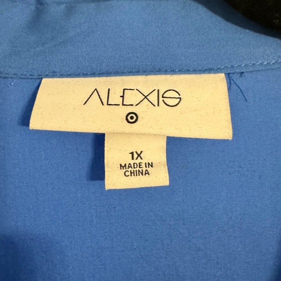 Alexis for Target plus size blue shirt dress with circle skirt and pockets - Picture 7 of 10